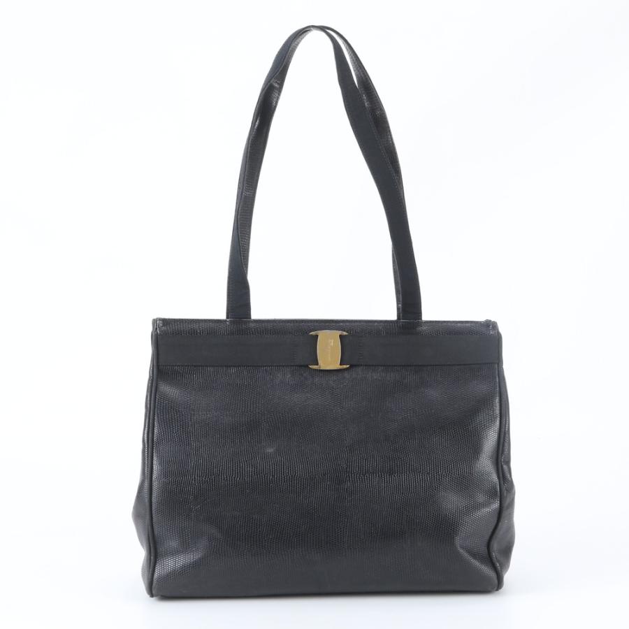 Salvatore Ferragamoフェラガモ エナメルエンボストートバッグ サルヴァトーレフェラガモ ヴァラ リザード エンボス レザー トート