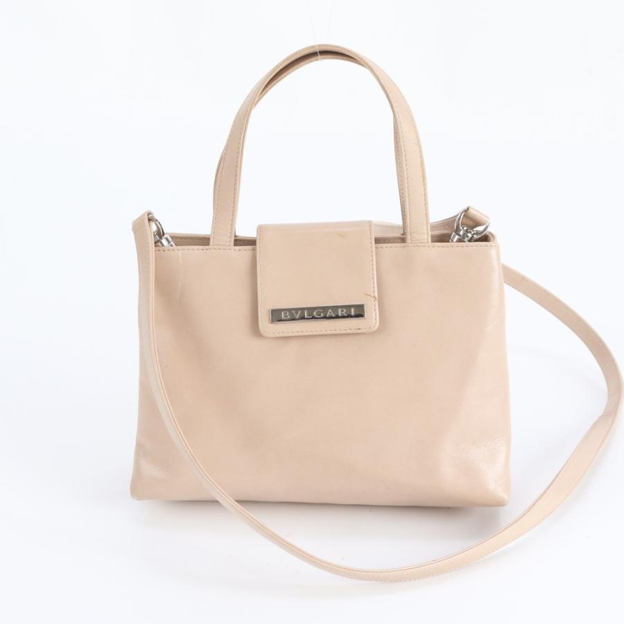 美品 ブルガリ ロゴプレート レザー 2WAY ショルダーバッグ 斜め