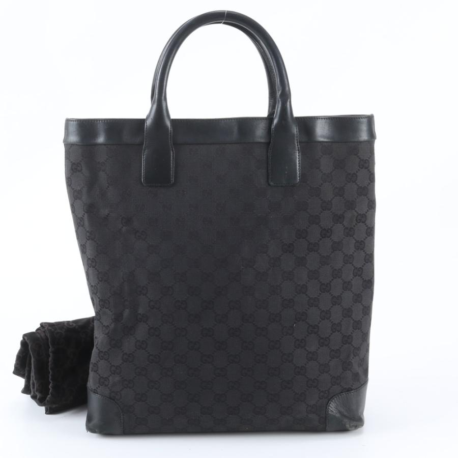 GUCCI ブラック ビジネスバッグ 美品 グッチ GGキャンバス 33889 レザー トート バッグ ショルダー