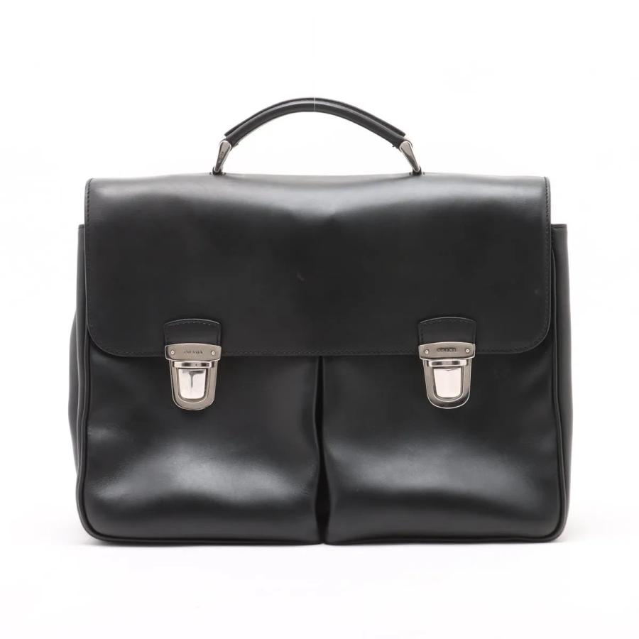 美品 プラダ レザー ビジネス バッグ 書類鞄 ブリーフケース 通勤 本革