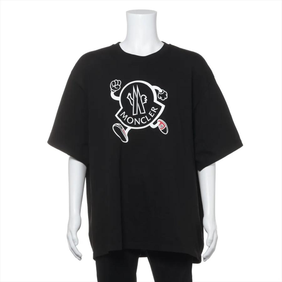 極美品 モンクレール タグ付 ロゴ プリント 半袖 Tシャツ ブラック 黒 
