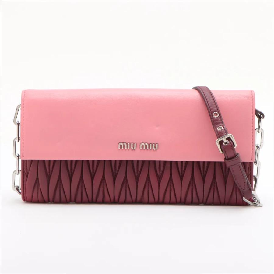 ミュウミュウ miumiu マテラッセ チェーン ショルダー ウォレット 長