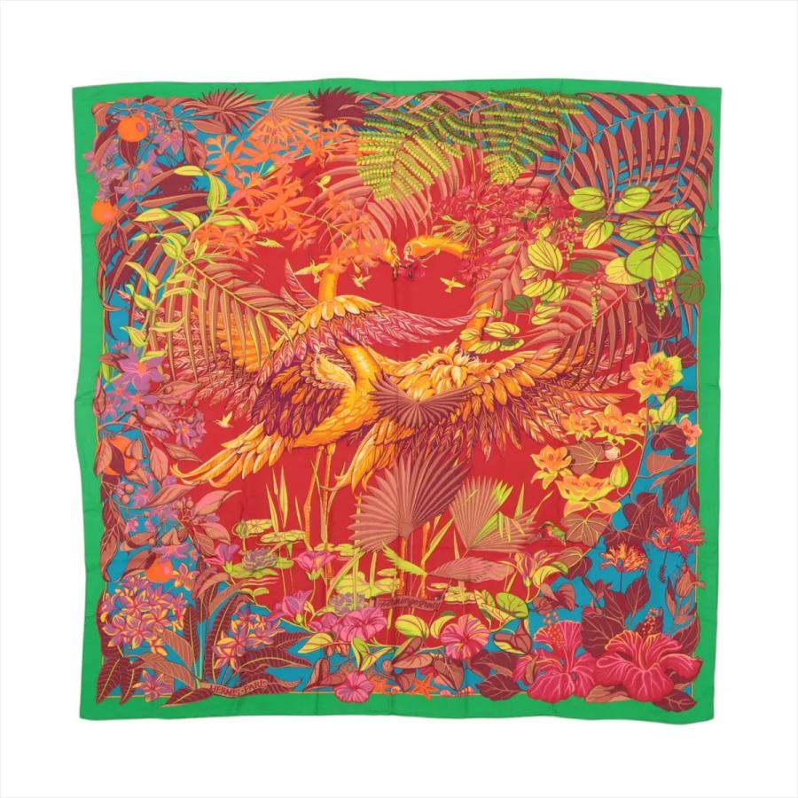 極美品 エルメス タグあり カレ ジェアン 140 カシミヤ FLAMINGO PARTY