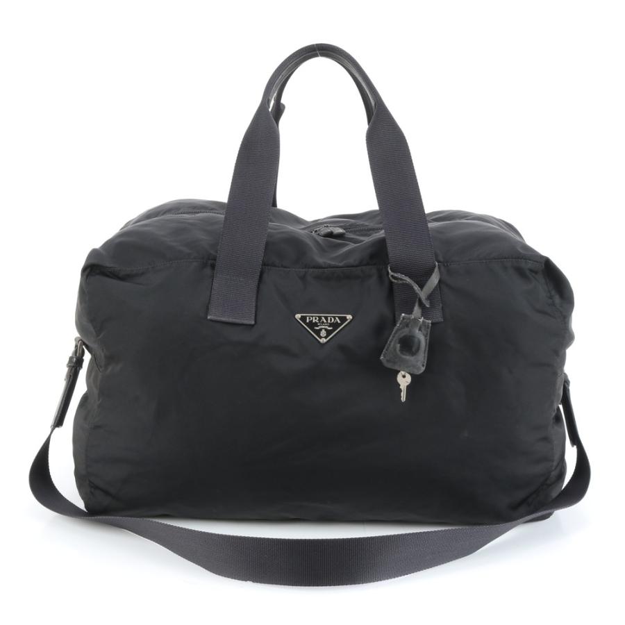 【大容量】プラダ 2way　ボストンバッグ　旅行カバン　出張　三角プレート　黒 美品 プラダ テスート ナイロン トライアングルロゴ レザー 2WAY