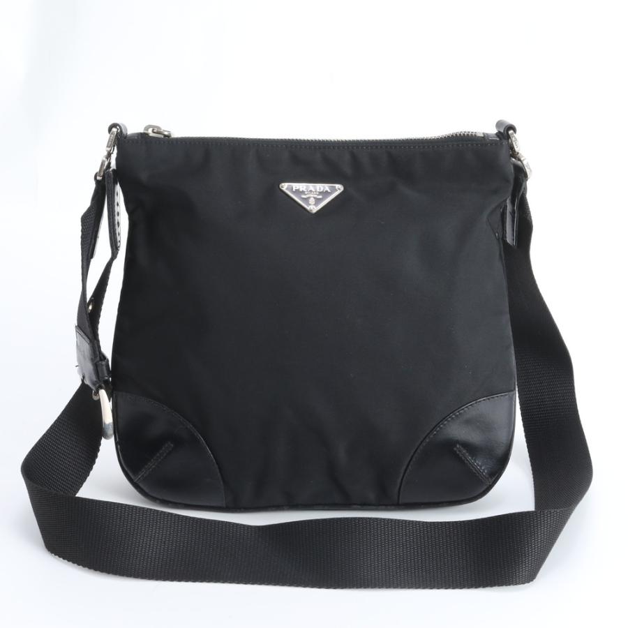美品 プラダ テスート ナイロン トライアングルロゴ レザー ショルダー