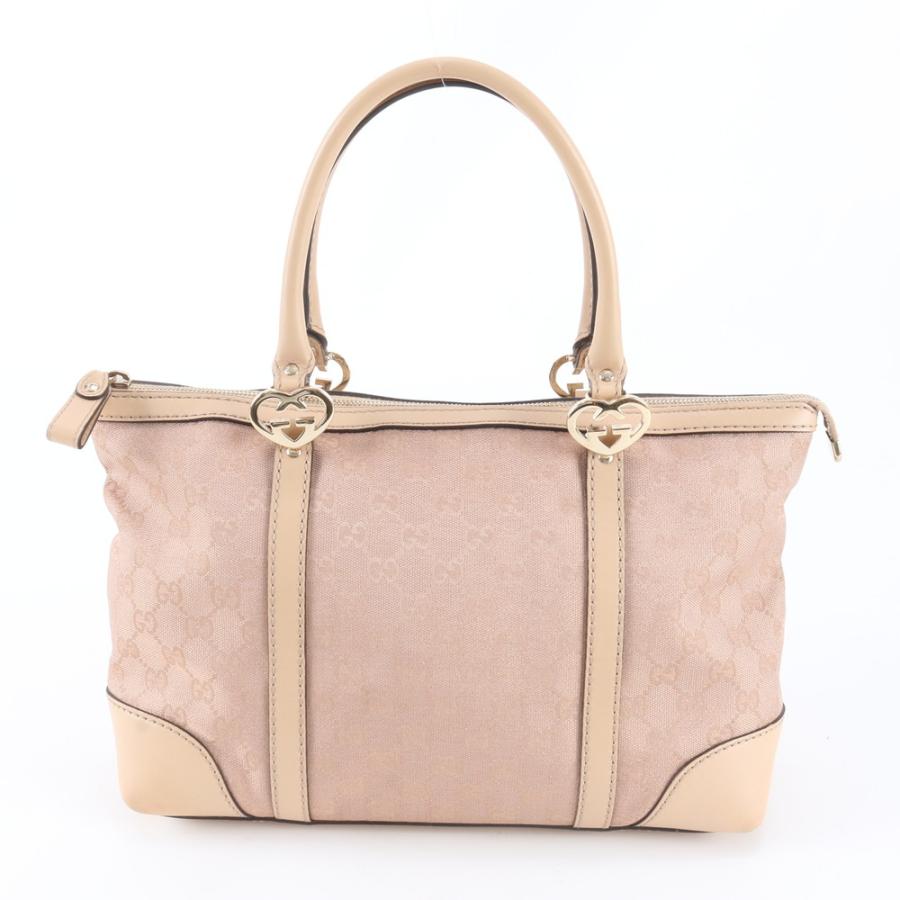美品 グッチ GGキャンバス ラブリー 257069 レザー トート バッグ