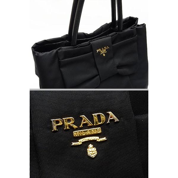 限定価格 2度使用のみ プラダ PRADA リボン バッグ ナイロン ブラック PRADA（プラダ） ハンドバッグ ショルダーバッグ リボン ナイロン