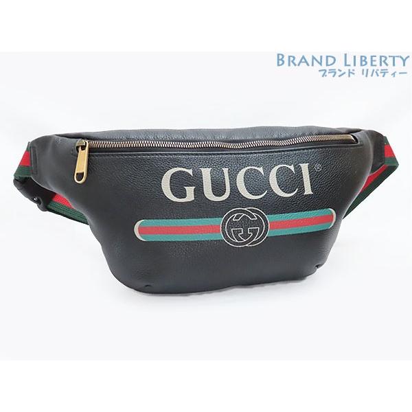 Gucci プリント グッチ 新古品 グッチ ボディバッグ ヴィンテージロゴ ボディバッグ ベルトバッグ Libertyの新古品 シェリーライン レザー ブラック