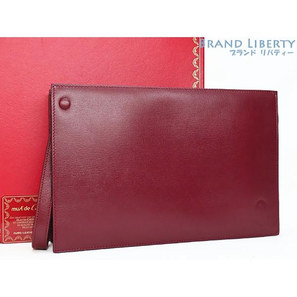 春先取りの L カーフレザー ボルドー ポーチ ハンドバッグ クラッチバッグ セカンドバッグ マストライン カルティエ ほぼ新品 バッグ Meorboston Org