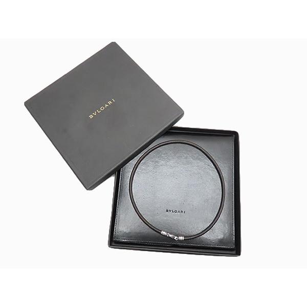 BVLGARI（ブルガリ） 超美品 レザー チョーカー ネックレス ブラック