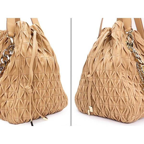 美品　BVLGARI ベージュ レザー ハンドバッグ　モネーテ　チェーン　バッグ BVLGARI（ブルガリ） 未使用 モネーテ ギャザード チェーン トート