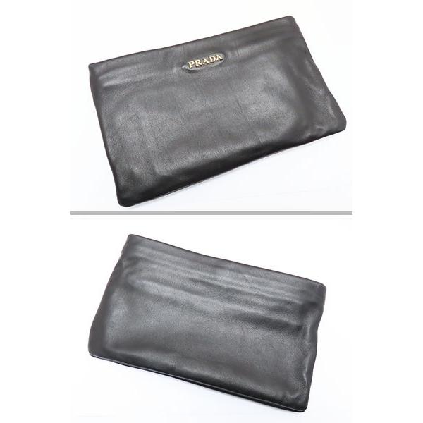 思わず買いたくなる！プラダ ナッパ レザー ダブルクラッチ セカンドバッグ ポーチ クラッチバッグ ブラック ラムレザー BP0635 むくみ対応