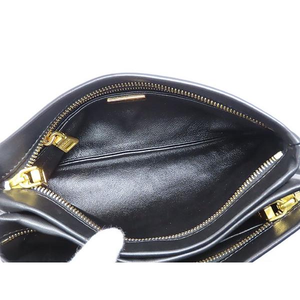 思わず買いたくなる！プラダ ナッパ レザー ダブルクラッチ セカンドバッグ ポーチ クラッチバッグ ブラック ラムレザー BP0635 むくみ対応