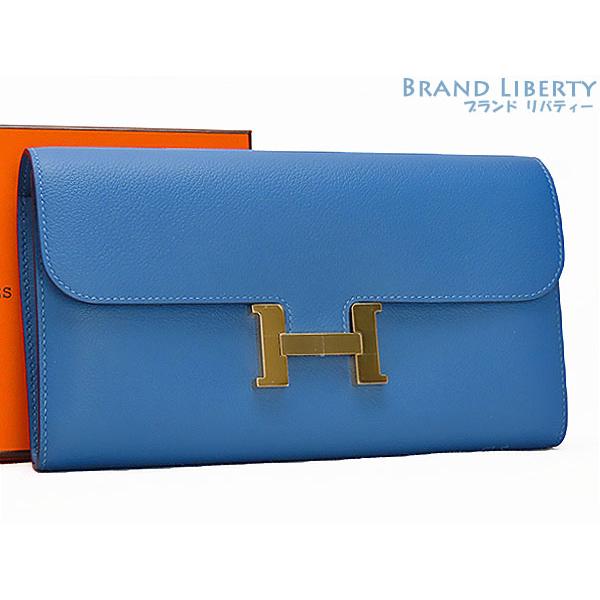 【極美品】エルメス コンスタンス ロングウォレット ブルーアンクル ゴールド金具 HERMES（エルメス） 新品 コンスタンス ロング 二つ折り長財布