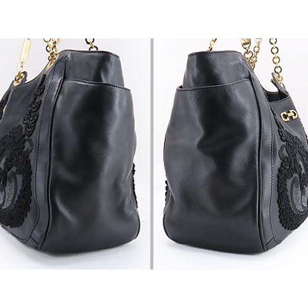 GANCINI 美品 フェラガモ ガンチーニ 刺繍 レザー ハンドバッグ トート