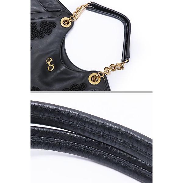 GANCINI 美品 フェラガモ ガンチーニ 刺繍 レザー ハンドバッグ トート