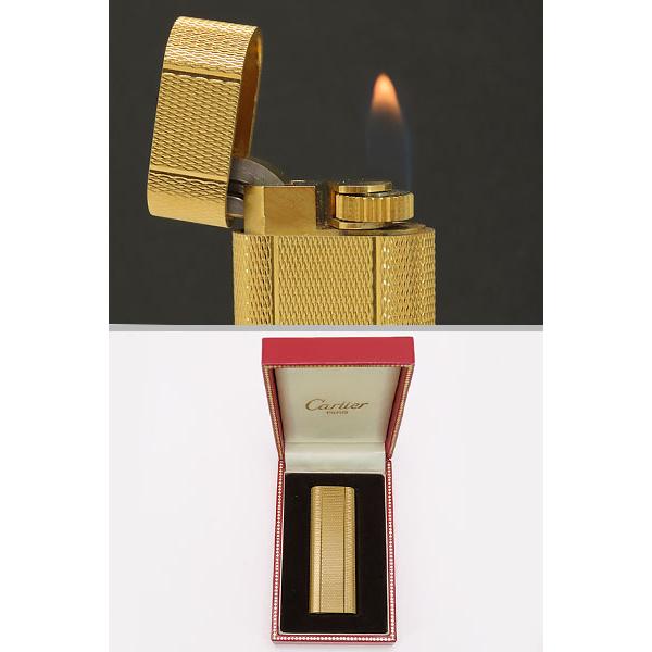 Cartier 美品 カルティエ ウェーブ 波柄 オーバル ガスライター