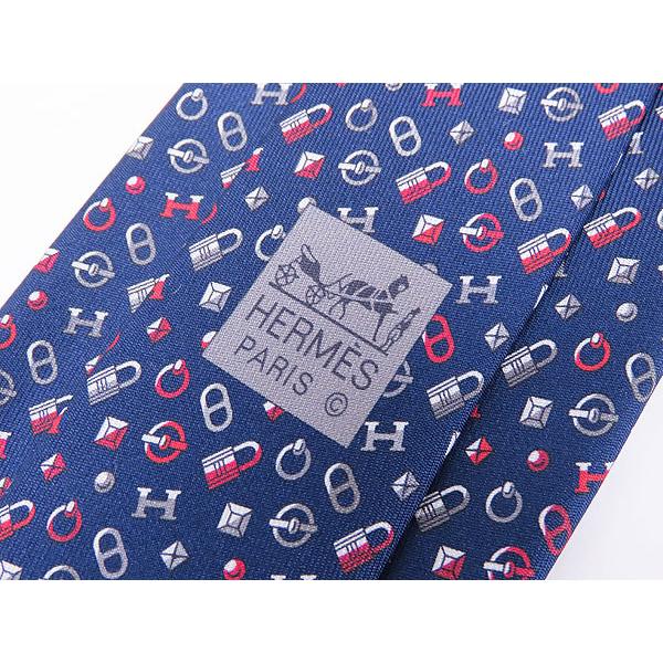 新古品 エルメス シルクツイルタイ カンカイユリ ネクタイ Marine ネイビー Gris グレー Rouge レッド シルク100％ 606215T 01 HERMES（エルメス） 新古品 シルクツイルタイ カンカイユリ ネクタイ