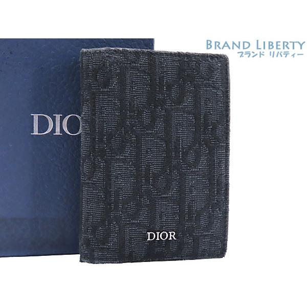 美品 クリスチャン ディオール Christian Dior トロッター オブリーク ジャカード 2つ折りカードホルダー カードケース