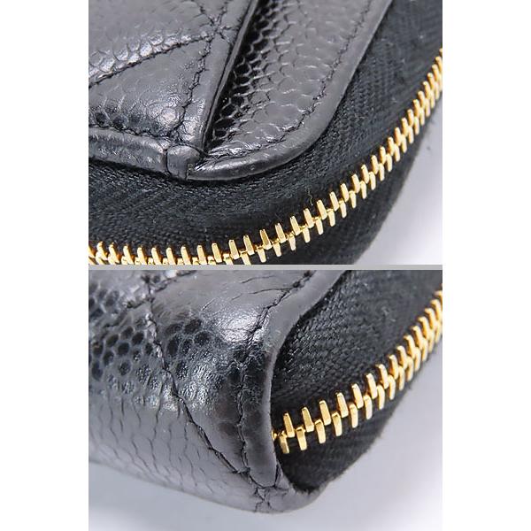 キャビアスキン 美品 シャネル CHANEL マトラッセ ココマーク ラウンド
