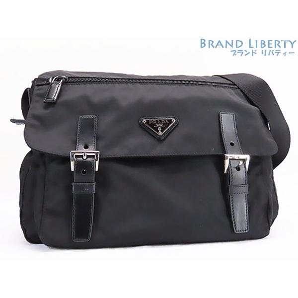 超美品 プラダ メッセンジャーバッグ ブラック Prada ナイロン 斜め掛けショルダーバッグ メッセンジャーバッグ Bt6671