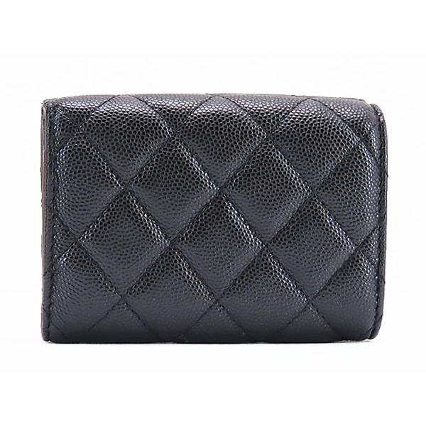 美品 シャネル CHANEL マトラッセ ココマーク キャビアスキン 三つ折り