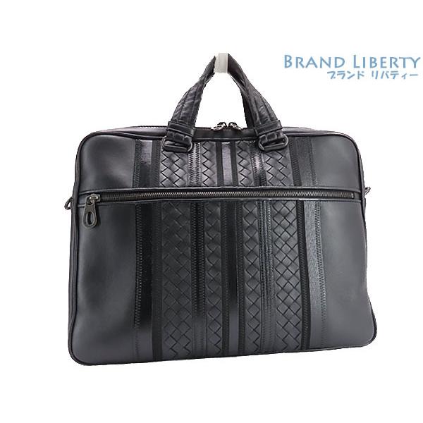 【希少】ボッテガヴェネタ　ビジネスバッグ　イントレチャート　黒　ストライプ BOTTEGA VENETA（ボッテガ・ヴェネタ） 美品 ボッテガ ヴェネタ