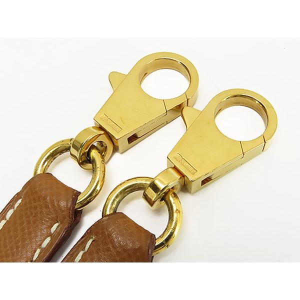 美品 エルメス レザー ショルダーストラップ ケリー ボリード等 調節不可 ゴールド ブラウン ゴールド金具 クシュベル HERMES（エルメス） 美品 レザー ショルダーストラップ ケリー
