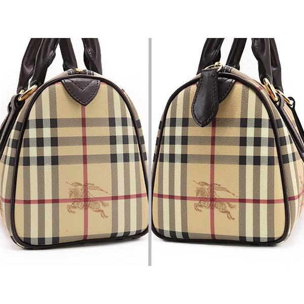 超美品 バーバリー BURBERRY ヘイマーケットチェック ミニボストンバッグ ハンドバッグ ベージュ ダークブラウン｜brandliberty｜03