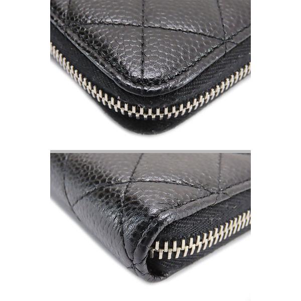 【外美品】シャネルマトラッセココマークキャビアスキンラウンドファスナー長 マトラッセ 未使用 シャネル CHANEL ココマーク キャビアスキン