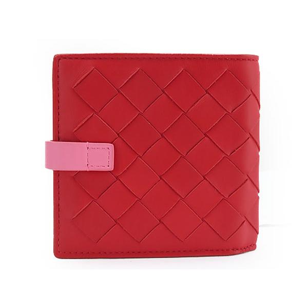 新品 ボッテガヴェネタ BOTTEGA VENETA 2つ折り財布 ミニ ブライトレッド/ローザ BOTTEGA VENETA（ボッテガ・ヴェネタ） 未使用 ボッテガ ヴェネタ