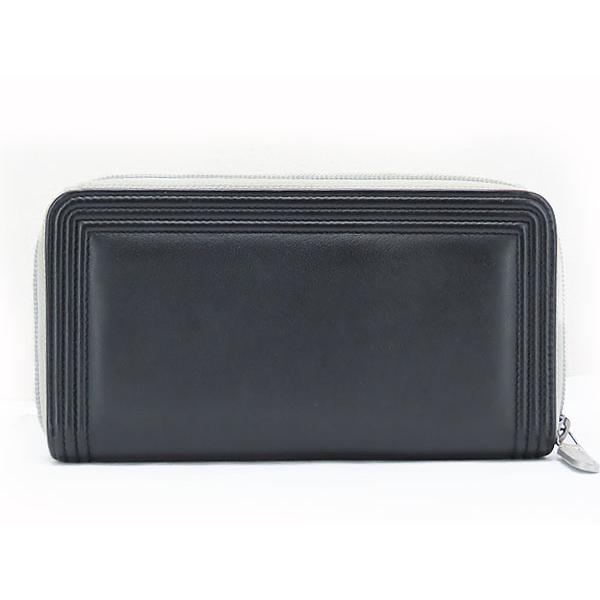 美品 シャネル ボーイシャネル 二つ折り長財布 シルバー ブラック A80742 CHANEL（シャネル） 美品 ボーイシャネル 二つ折り長財布 シルバー