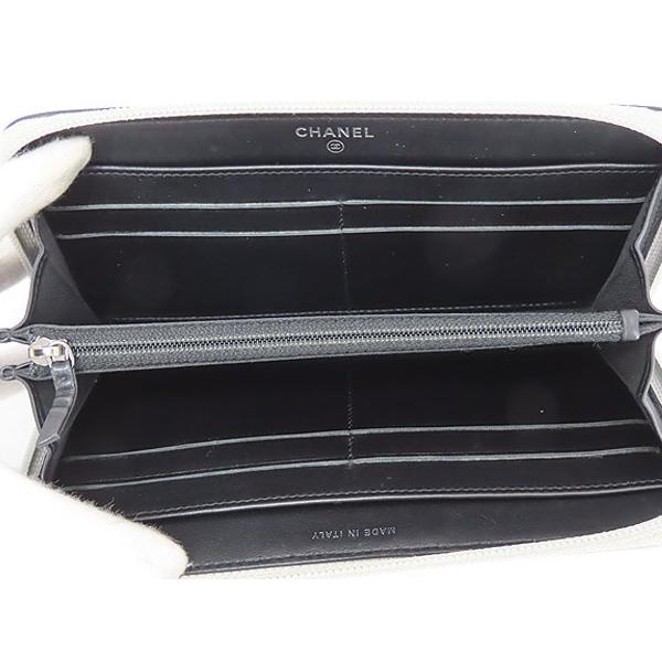 美品 シャネル ボーイシャネル 二つ折り長財布 シルバー ブラック A80742 CHANEL - 美品 シャネル ボーイシャネル 二つ折り長財布 シルバー