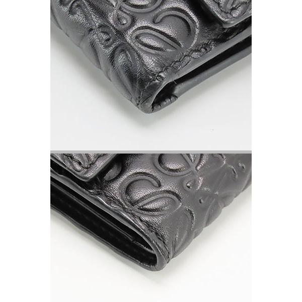 ロエベ　三つ折り財布　リピートアナグラム　マルチカラー　レザー　ブラック　美品 LOEWE（ロエベ） 外美品 リピートアナグラム 三つ折り財布 コンパクト