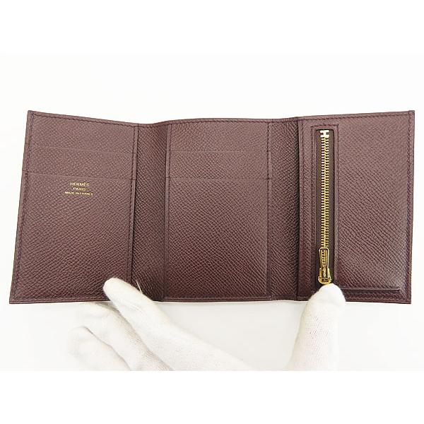 新品同様 エルメス HERMES ベアン コンビネ 三つ折り財布 コンパクト