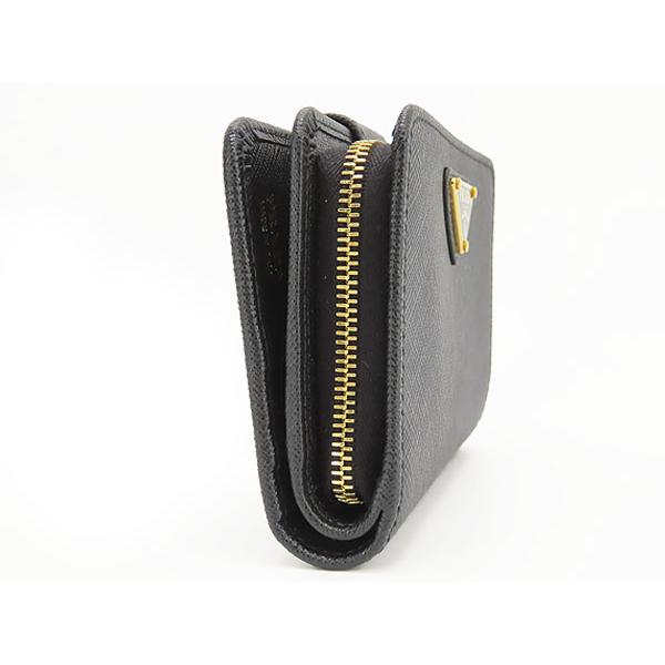 新古品 プラダ PRADA サフィアーノ トライアングル L字ファスナー二