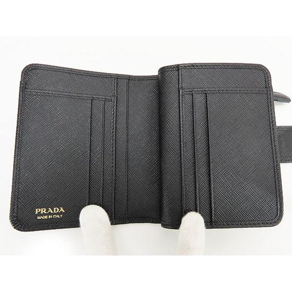 新古品 プラダ PRADA サフィアーノ トライアングル L字ファスナー二