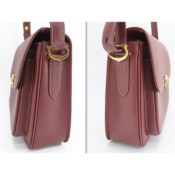 カルティエ マストライン ショルダーバッグ ポシェット　ボルドー レザー MUST DE CARTIER カルティエ ショルダーバッグ マストライン