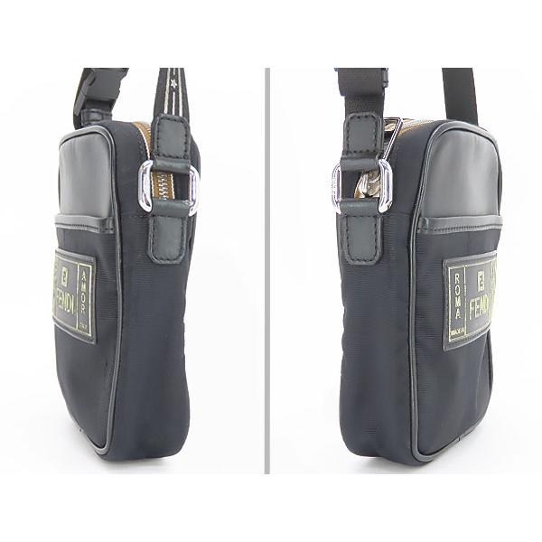 美品 フェンディ FENDI ペカン ストライプ ミニ ショルダーバッグ