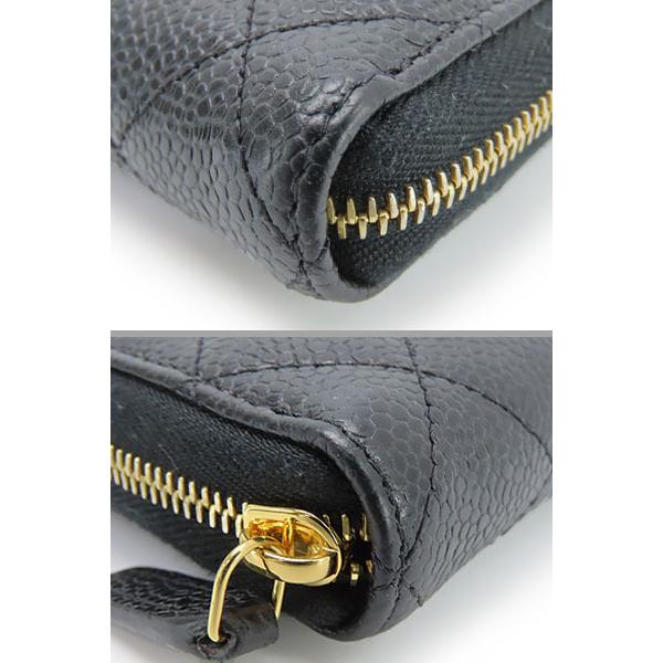 シャネル 長財布 マトラッセ ラウンドファスナー ココマーク キャビアスキン AP0242 黒 財布 CHANEL（シャネル） 本物保証 箱付 ココマーク ロゴ ラウンド