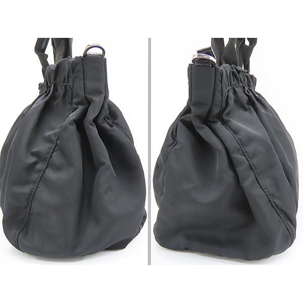 PRADA 黒 ナイロン ギャザートートバッグ PRADA（プラダ） 美品 ナイロン ギャザー 2WAY ハンドバッグ