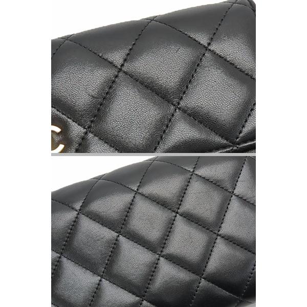 外超美品  シャネル  マトラッセ ココマーク 二つ折り長財布 ブラック  ゴールド金具 ラムスキン A50096 マトラッセ 外美品 シャネル CHANEL ココマーク 二つ折り長財布
