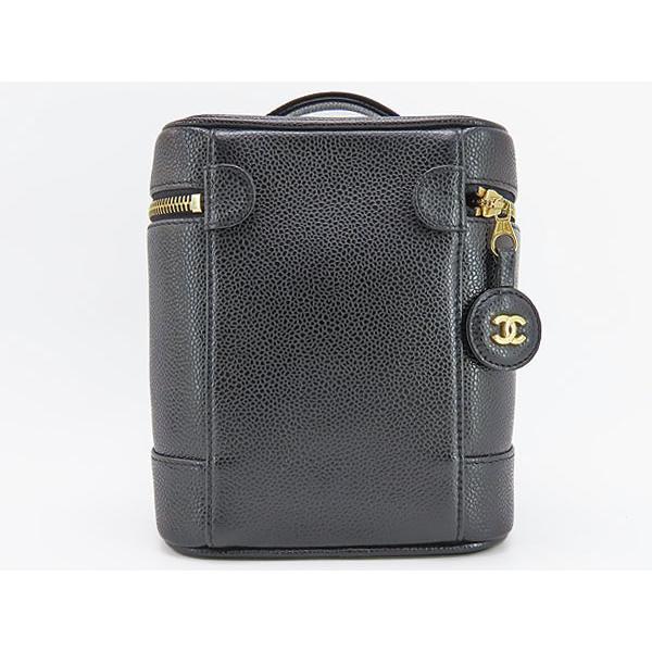 ほぼ新品 シャネル CHANEL ココマーク キャビアスキン バニティバッグ アクセサリーポーチ ハンドバッグ コスメポーチ ブラック A01998の画像