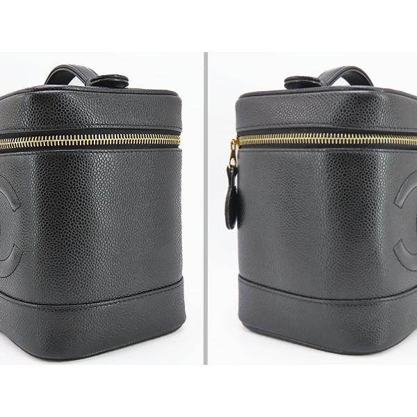 ほぼ新品 シャネル CHANEL ココマーク キャビアスキン バニティバッグ アクセサリーポーチ ハンドバッグ コスメポーチ ブラック A01998の画像