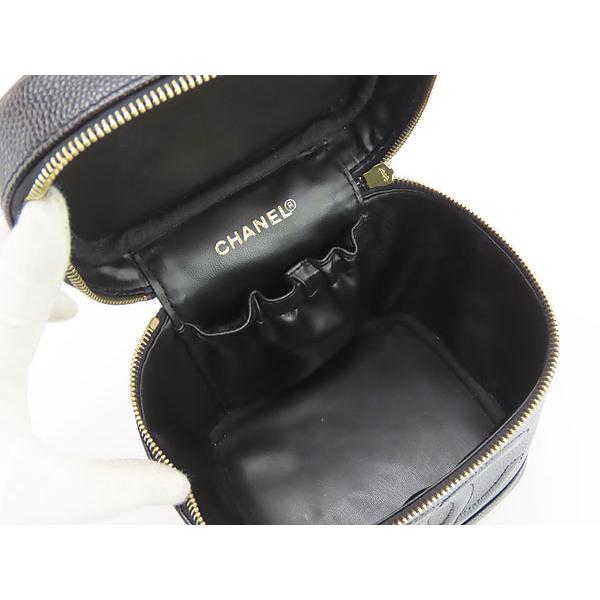 ほぼ新品 シャネル CHANEL ココマーク キャビアスキン バニティバッグ アクセサリーポーチ ハンドバッグ コスメポーチ ブラック A01998の画像