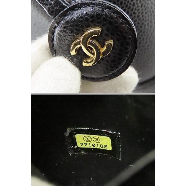 ほぼ新品 シャネル CHANEL ココマーク キャビアスキン バニティバッグ アクセサリーポーチ ハンドバッグ コスメポーチ ブラック A01998の画像
