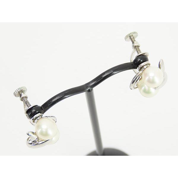 美品 ミキモト MIKIMOTO 2連 パール イヤリング シルバー アコヤ真珠 