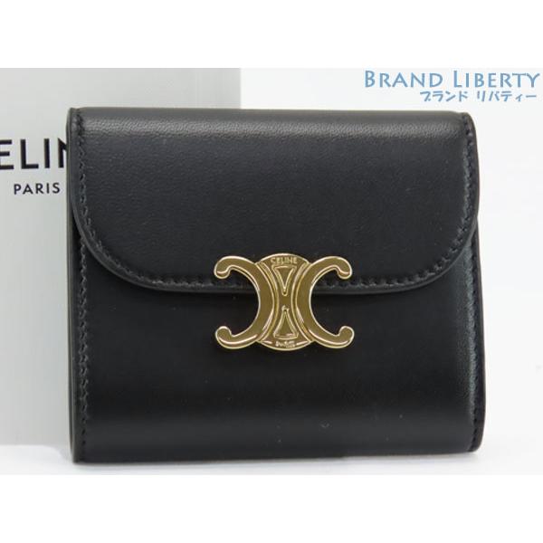 CELINE 超美品 セリーヌ トリオンフ スモールフラップウォレット 三 