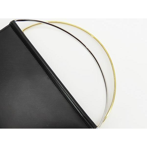 レア美品 カルティエ Cartier ヴィンテージ トリニティ レザー ミニハンドバッグ パーティーバッグ ブラック ボルドー L3000496