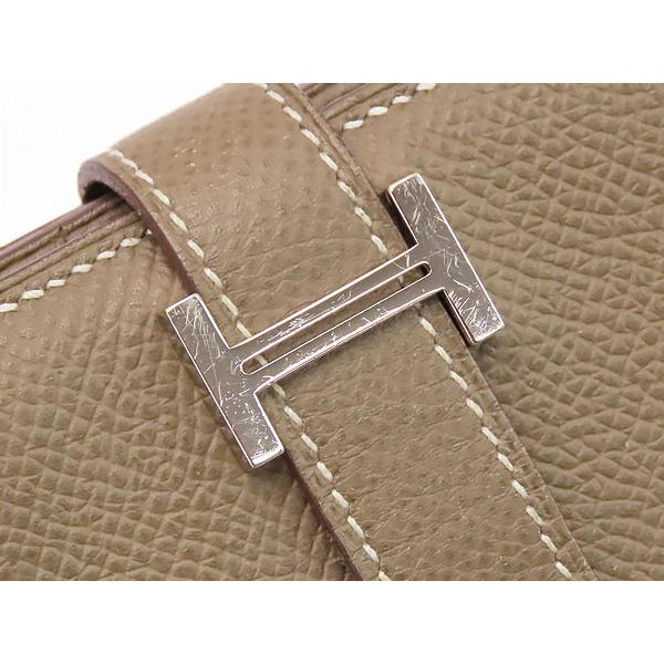 美品エルメスベアンスフレ二つ折り長財布マチ有りエトゥープベージュシ HERMES（エルメス） 美品 ベアンスフレ 二つ折り長財布 マチ有り